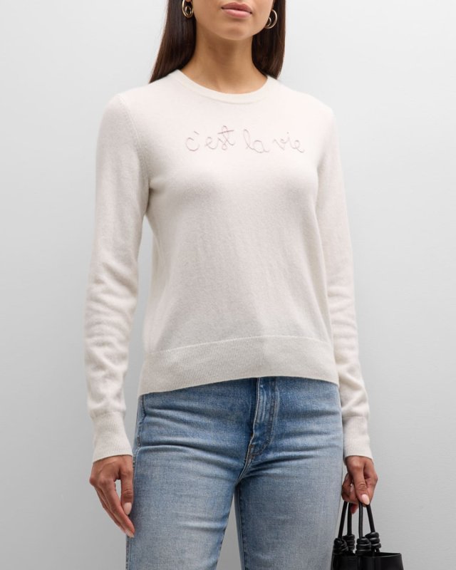 Cashmere Embroidered Crewneck Sweater